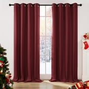 Deconovo Holiday Decorative Red Blackout Curtains Set of 2 - Thermal Insulated Window Drapes for Living Room (52x54 inch, Maroon Red, 2 Panels)