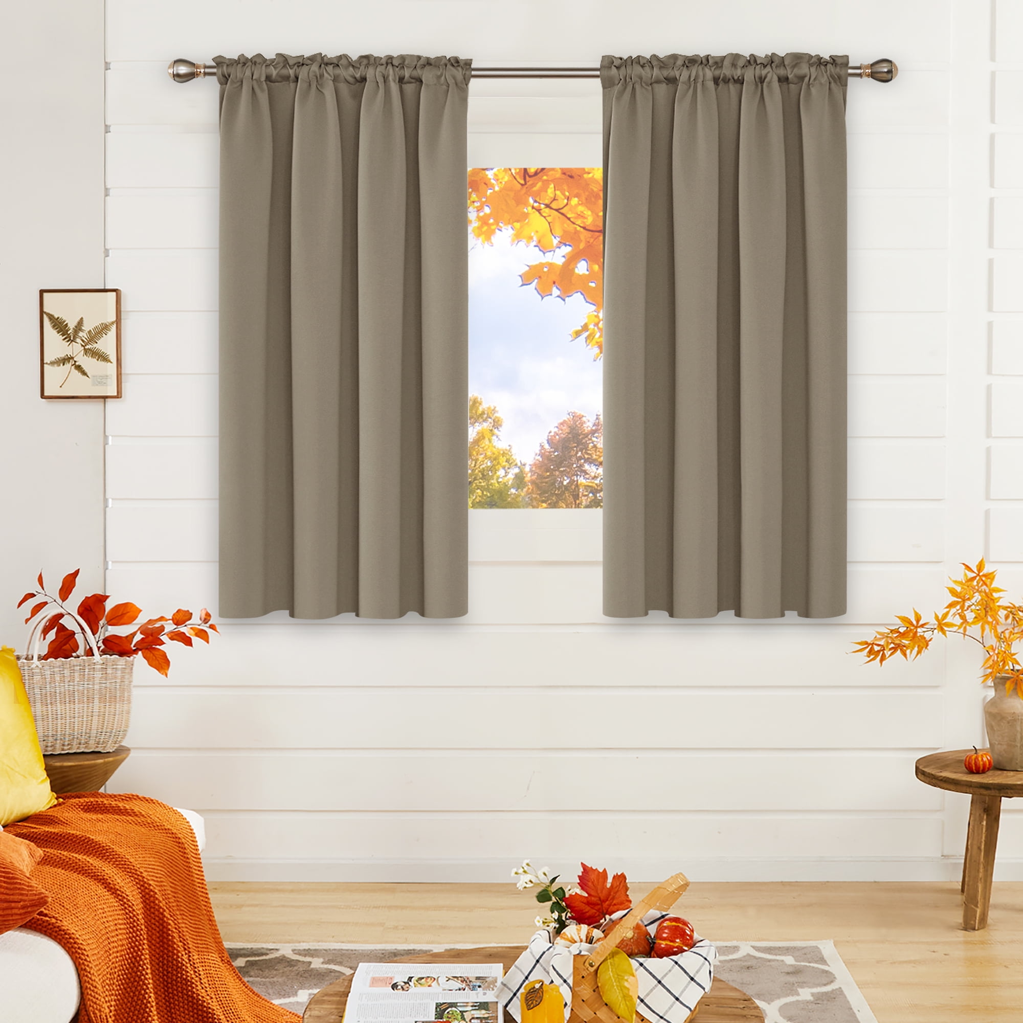 Deconovo Khaki Blackout Curtains Rod Pocket Curtain Panels Room