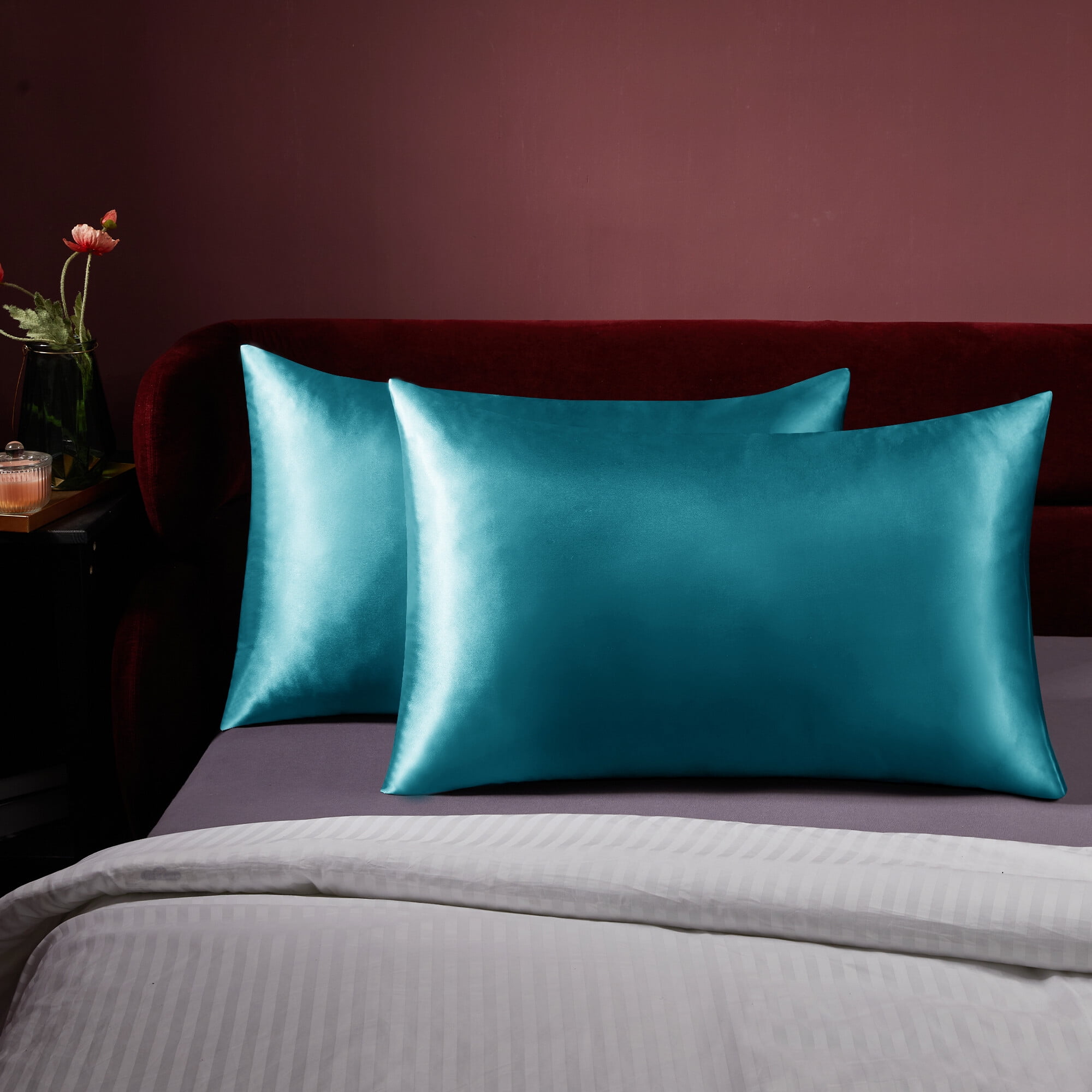 Deconovo King Size Silk Pillow Cases for Bed Satin Pillowcase Set of