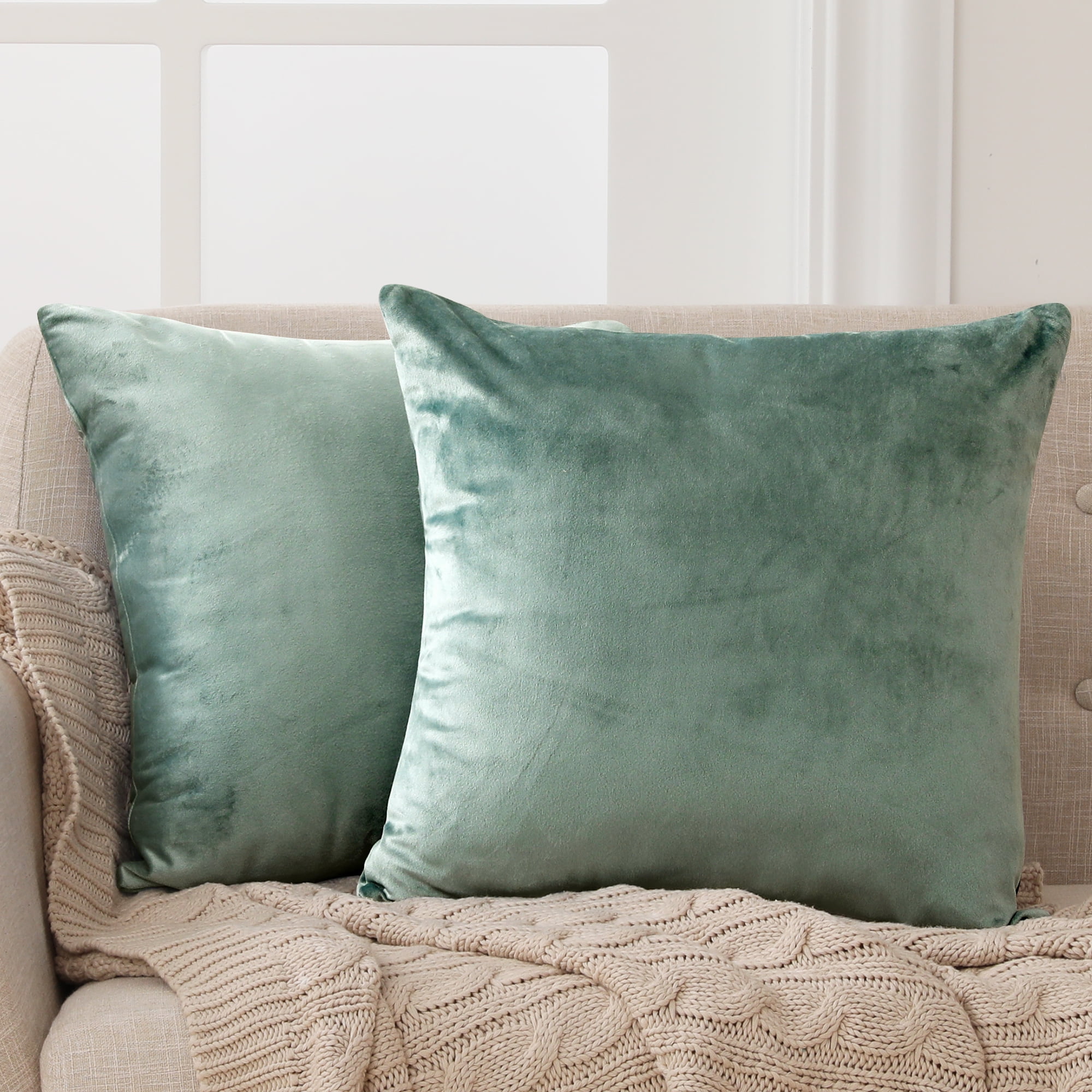 Deconovo Large Couch Pillow Covers Velvet Pillow Cover Decorative