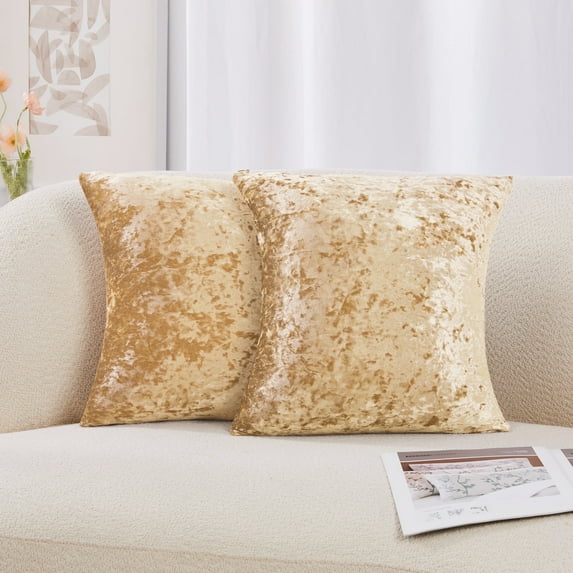 Deconovo Large Sofa Pillow Covers 26x26 inch, Velvet Throw Pillows Covers for Bed, Couch, Sofa, 26" x 26", Gold, 2 Pack