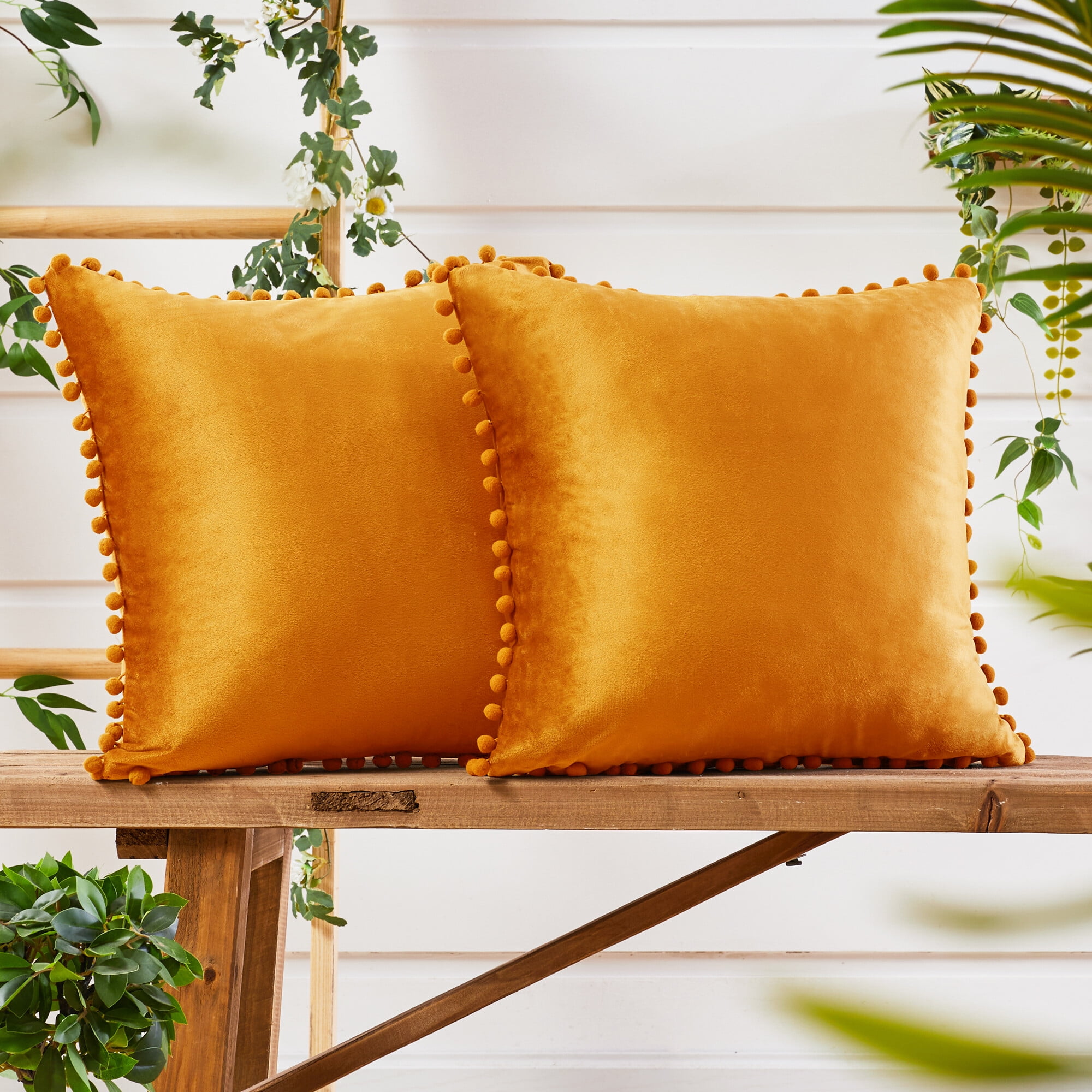 24 Orange Big Size Indian Mirror Decorative Sofa Pillow Sham 