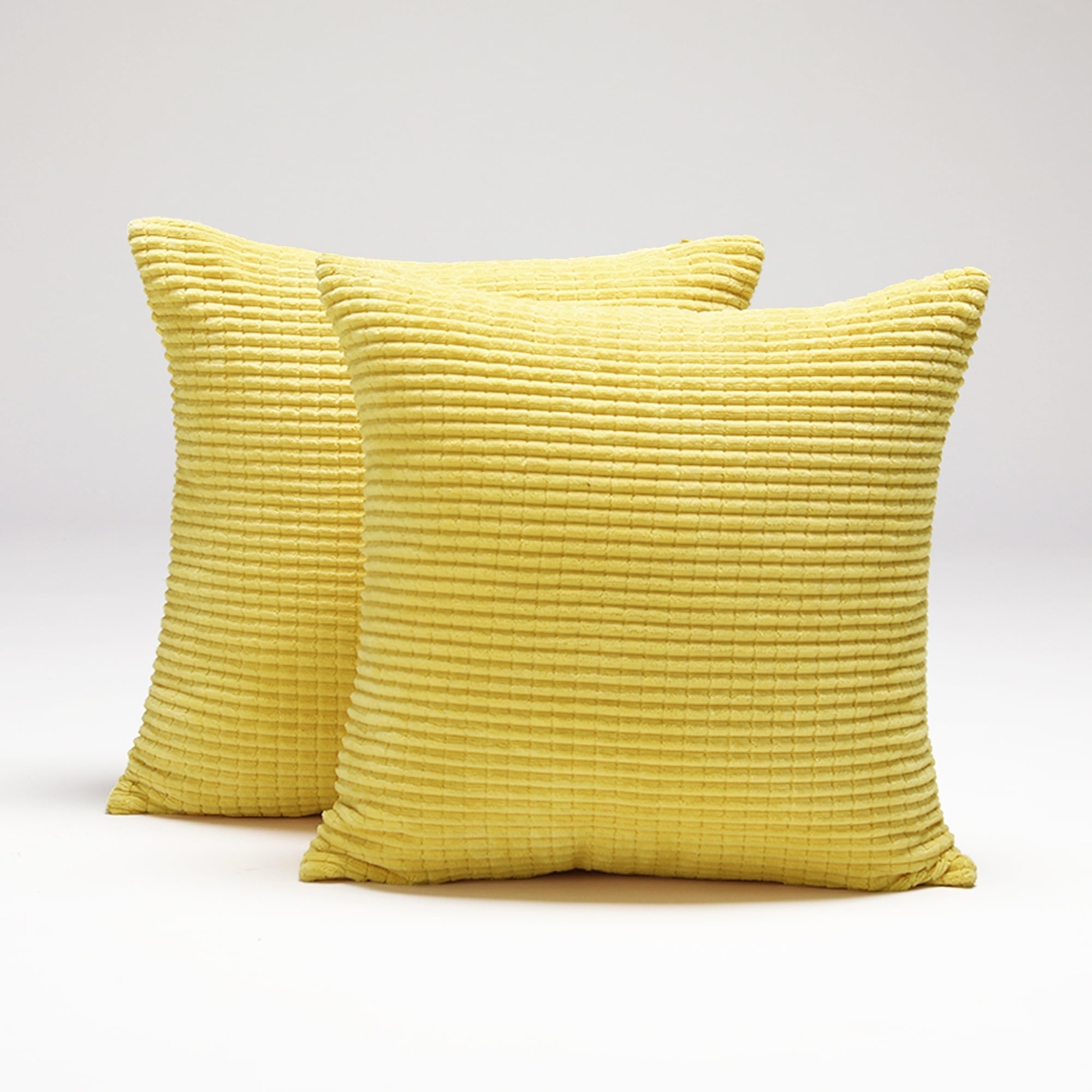 Deconovo Large Square Throw Pillow Cover Solid Corduroy Cushion Covers Pillowcase Home Decor for Bedroom Light Yellow 24 x 24 inch Walmart