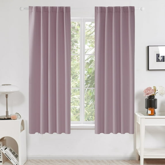 Deconovo Lavender Pink Blackout Curtains for Kitchen Back Tab and Rod Pocket Curtain Panels Window Treatments 38x45 inch 2 Panels