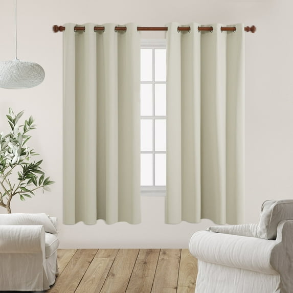 Deconovo Grommet Blackout Curtains 2 Panels, Noise Reducing, Light Beige, 55W x 72L Inch, Thermal Insulated Energy Saving Window for Dining Room