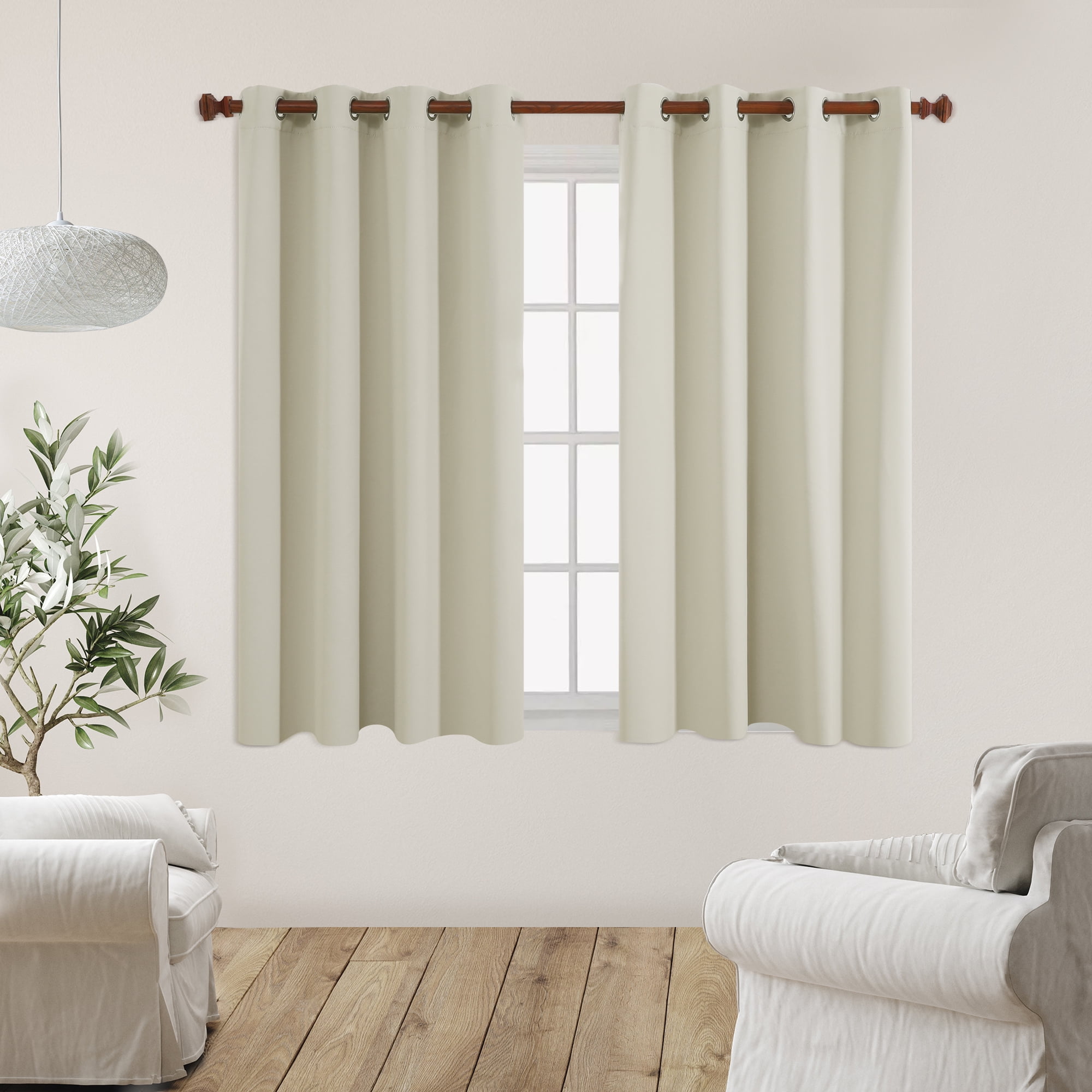 Deconovo Light Beige Curtains Room Darkenging Curtains Grommet Blackout