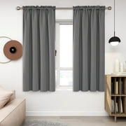 Deconovo Thermal Insulated Black Out Curtains for Kitchen, 2 Panels Rod Pocket Window Treatments, Light Gray, 52W x 45L