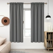 Deconovo Rod Pocket Room Darkening Curtains 63 inches Length, Thermal Insulated Window Curtains for Bedroom, Light Gray, 52W x 63L, 2 Panels