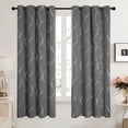 thumbnail image 1 of Deconovo Light Gray Grommet Blackout Curtains for Bedroom, 52"x72", 2 Panels, Silver Foil Wave Print, 1 of 7