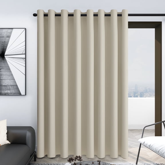 Deconovo Sliding Door Curtains 100x95 inch - Grommet Wide Width Window Drapes, Thermal Insulated Room Divider Panel (Light Beige, 1 Panel)