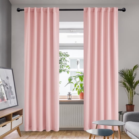 Deconovo Long Back Tab and Rod Pocket Blackout Curtains for Patio Sliding Door (42"x95", Coral Pink, 2 Panels)