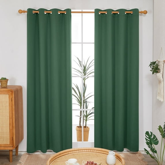 Deconovo Room Darkening Curtains Pack of 2, Noise Reducing, Dark Forest, 52W x 108L Inch, Energy Saving Thermal Insulated Window Treatment