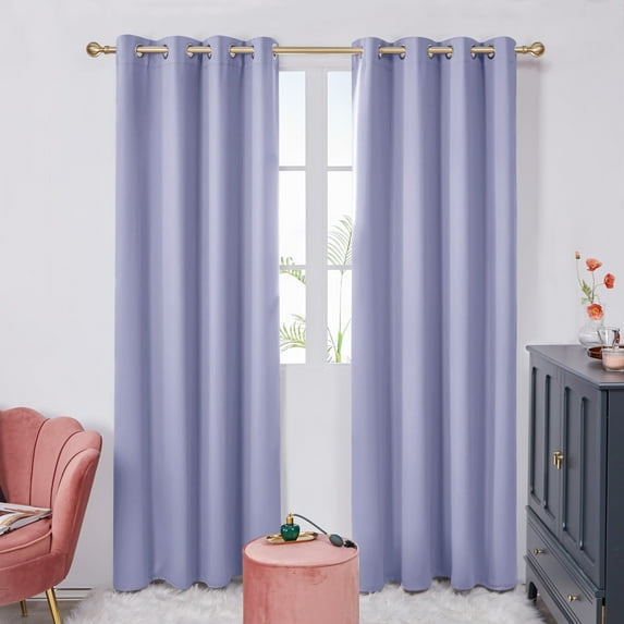 Deconovo Long Blackout Curtains Grommet Room Darkening Thermal Insulated Curtains for Patio Door 52x108 inch Light Purple Set of 2 Panels
