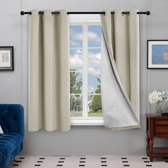 Deconovo Modern Light Beige Printed Grommet Room Darkening Sliding Glass Door Curtains, 42" x 54" (2 Panels)