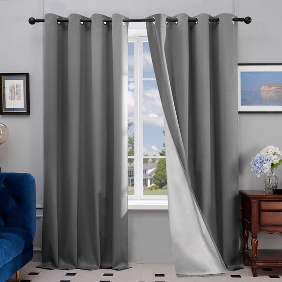 Deconovo Modern Light Gray Printed Home Grommet Room Darkening Curtains, 52: x 84" (2 Panels)