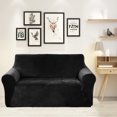 thumbnail image 1 of Deconovo 1 Piece Stretch Velvet Loveseat Sofa Cover, Black, Strapless Sofa Slipcover, Plush Soft Furniture Protector, 1 of 6