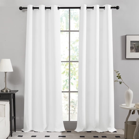Deconovo White Grommet Room Darkening Curtains 84 inch Length, Solid Print Window Panels, 42"x84", Set of 2