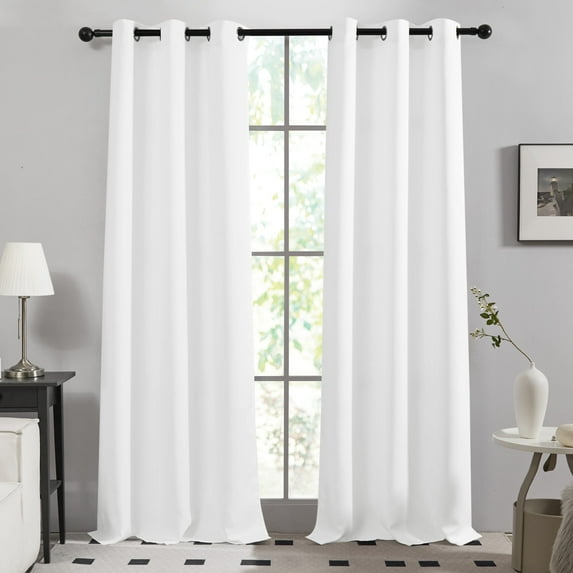 Deconovo Modern White Solid Print Home Room Darkening Curtains, 10.08 x 15.20 in (2 Panels)