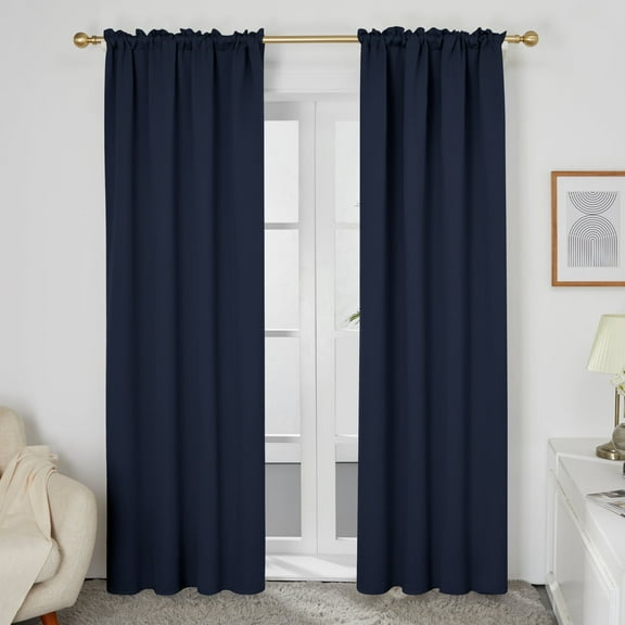 Deconovo Navy Blue 52 x 63 inch Blackout Curtains, Set of 2, Thermal Insulated Drapes for Bedroom