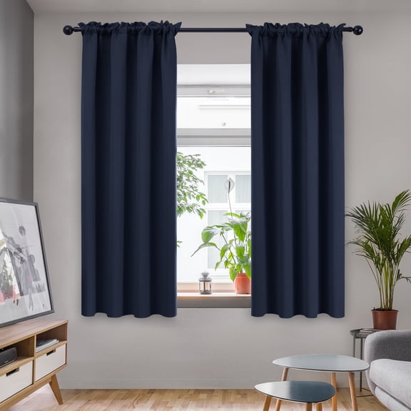 Deconovo Navy Blue Blackout Curtains Set of 2 Rod Pocket Thermal Insulated Curtain Panels for Living Room 42W x 54L inch Navy Blue