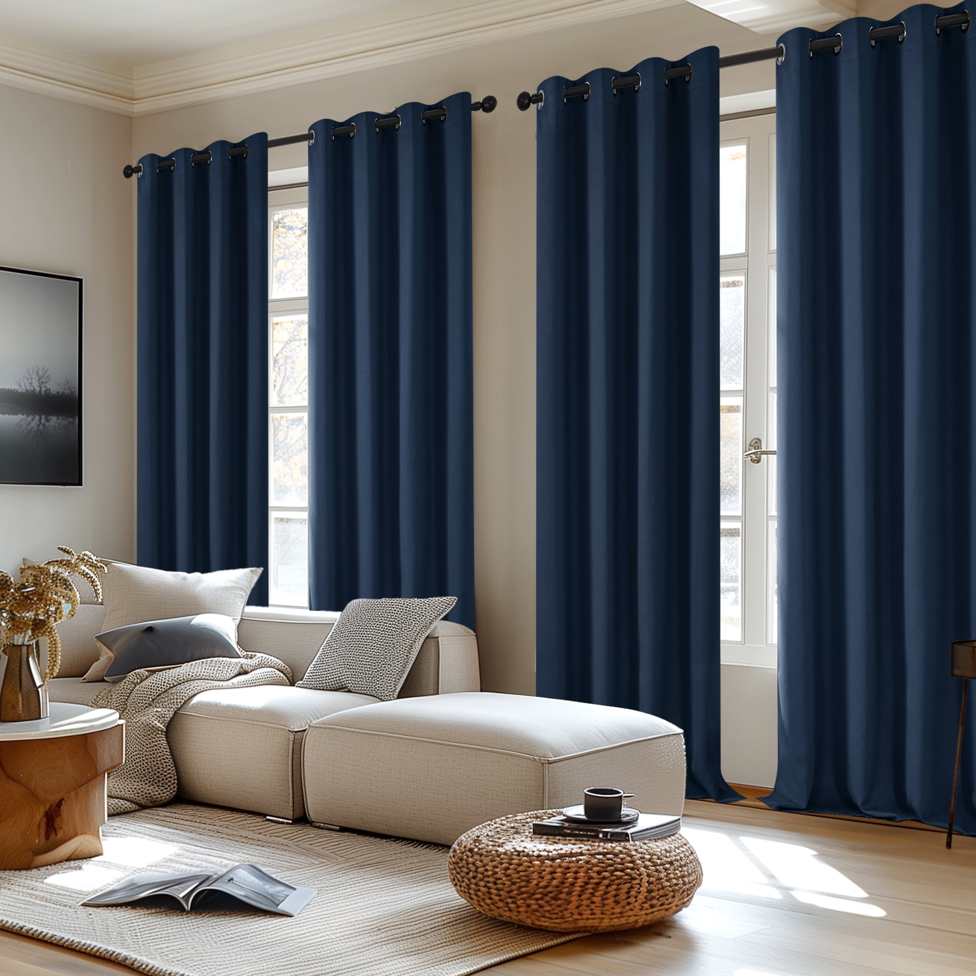 Deconovo Navy Blue Blackout Curtains for Bedroom Thermal Insulated Room