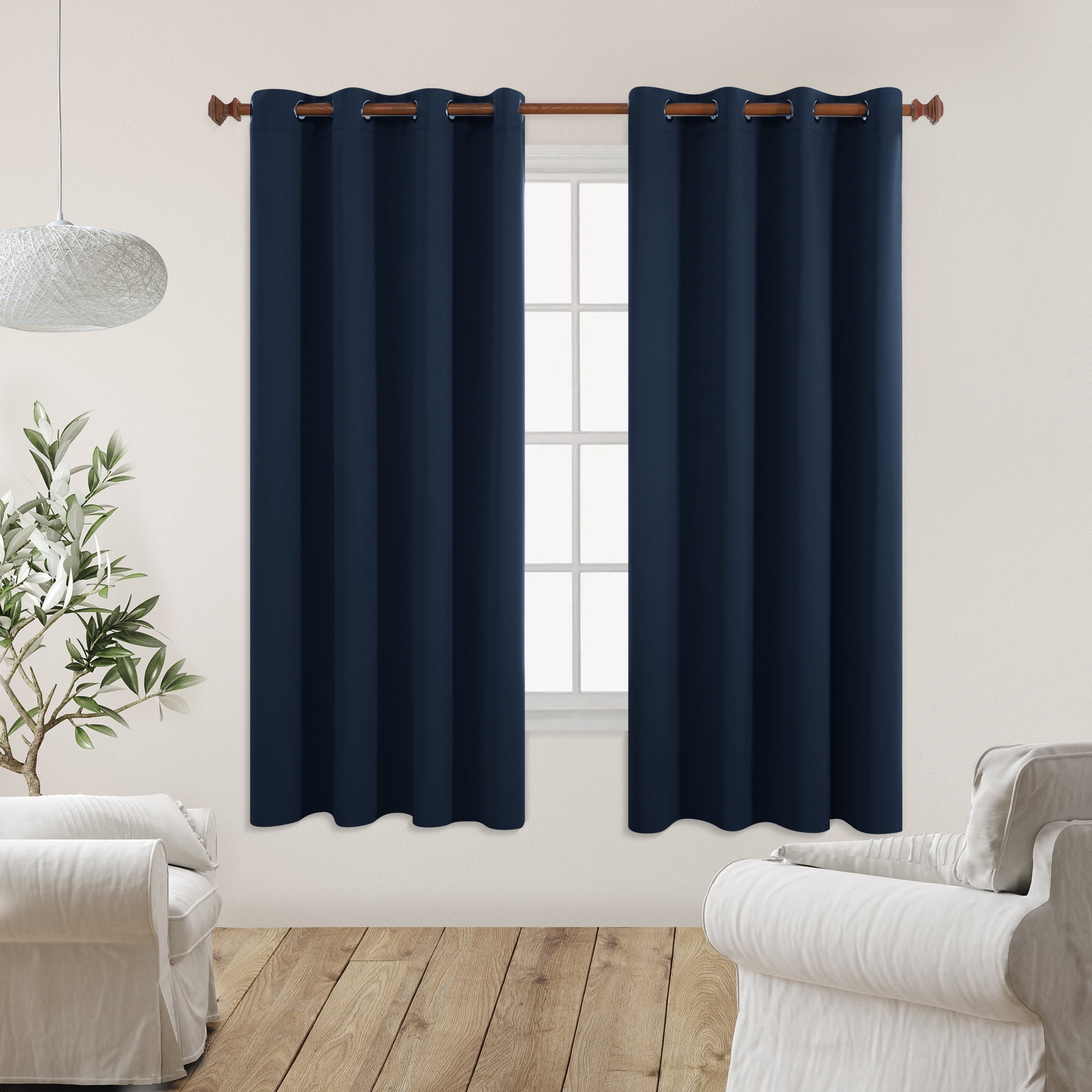 Deconovo Navy Blue Curtains Blackout Curtains 2 Panel Grommet Room