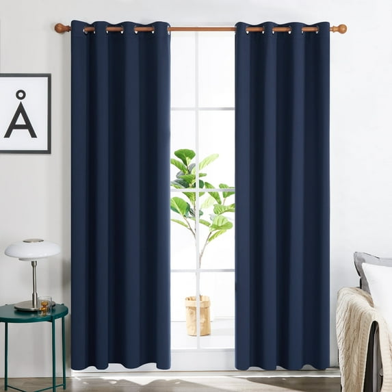 Deconovo Blackout Curtains Set of 2 Panels, Noise Reducing, Navy Blue, 55W x 84L Inch, Energy Saving Thermal Insulated Drapes for Bedroom Windows