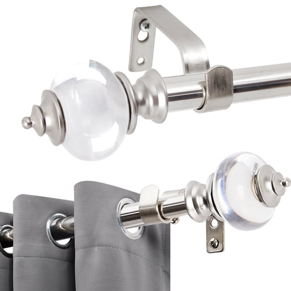 Deconovo Decorative Curtain Rod for Small Windows, 30-48 Inch, Nikel, 3/4 Inch