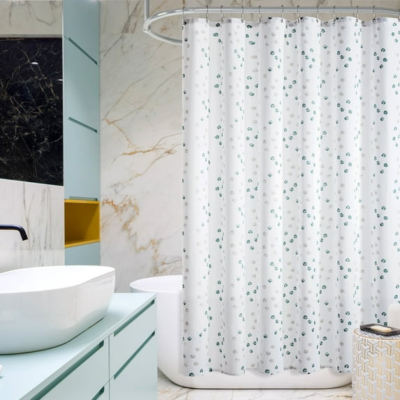 Deconovo Original Design Fabric Shower Curtain, White with Blue, 72W x 78L Inch, Waterproof Easy to Clean Bathroom Curtain