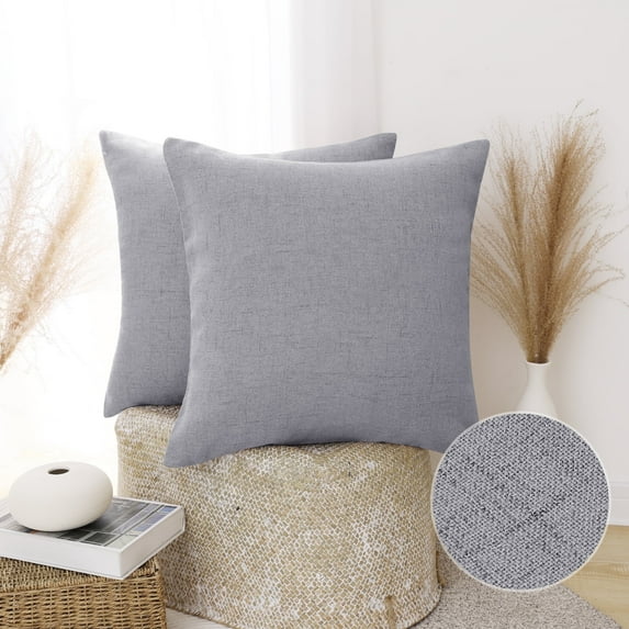 Deconovo Pack of 2 Burlap Throw Pillow Covers Faux Linen Cushion Covers Pillowcase for Sofa Couch Bed Chair 24 x 24 inch Silver Sconce