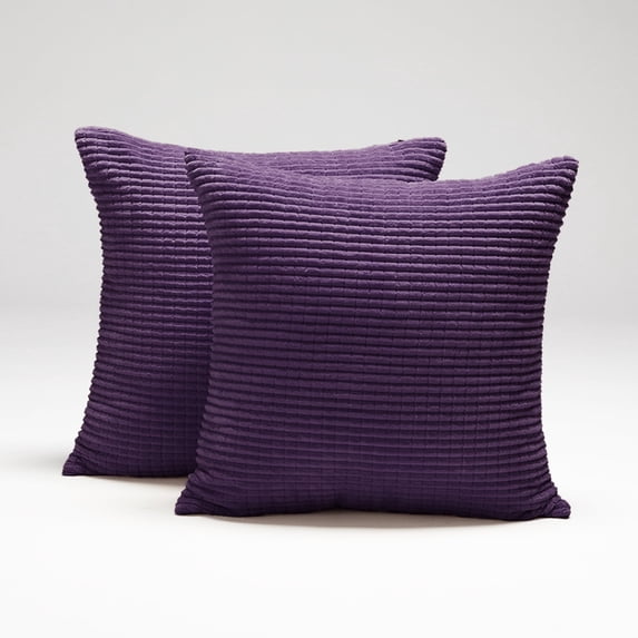 Deconovo Corduroy Pillow Covers with Hidden Zipper, Purple, 22 x 22 Inch, Decorative Pineapple Texture Cushion Cases for Living Room