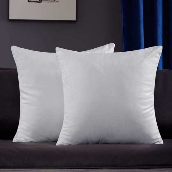 Deconovo Pack of 2 Velvet Decorative Square Throw Pillow Cover Cushion Covers Solid Pillow case for Couch Sofa Bedroom, Light Gray, 18 x 18 inch