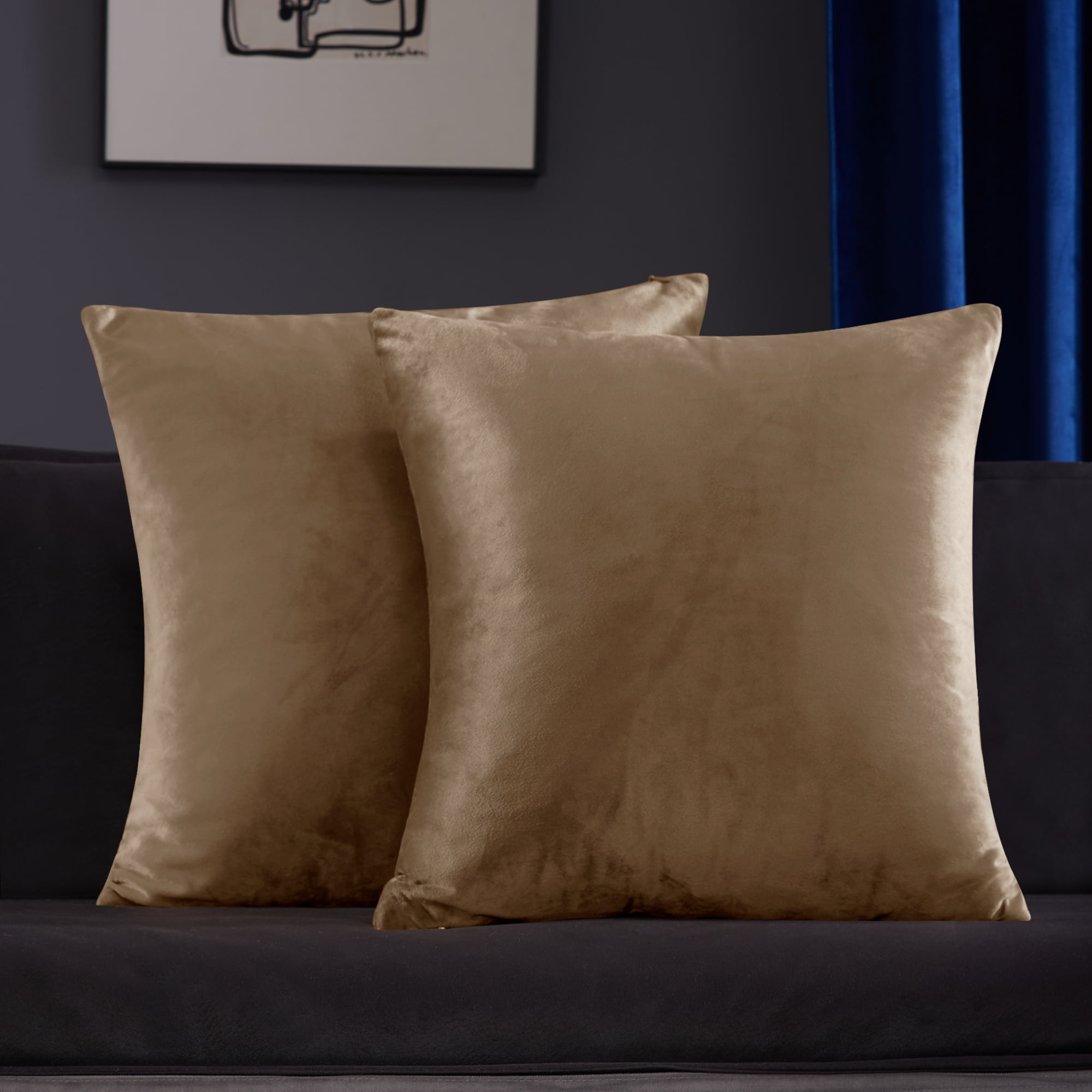 Deconovo Pack of 2 Velvet Decorative Square Throw Pillow Cover Cushion Covers Solid Pillow case