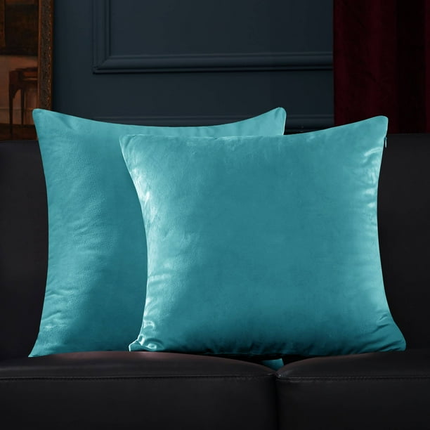 Deconovo Pack of 2 Velvet Pillow Covers Decorative Square Pillowcase Soft Solid Cushion Case for Home Decor Girl s Bedroom Turquoise 26 x 26 inch Walmart Business Supplies