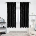 thumbnail image 1 of Deconovo Patterned Blackout Curtains Wave Line with Dots Printed Rod Pocket Window Curtains for Living Room 52 x 63 inch Black 2 Panels, 1 of 8