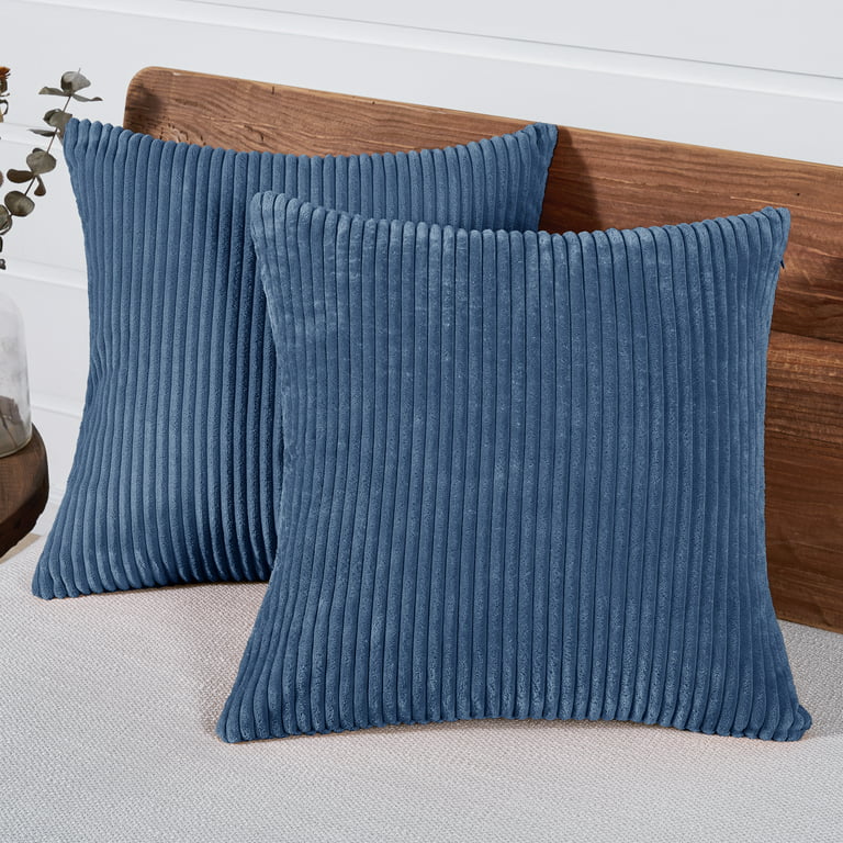 Deconovo Corduroy Throw Pillow Covers 2 PCS(Cover Only) - 18*18 - Prussian Blue