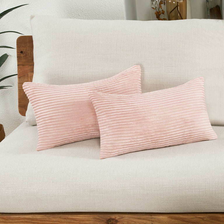 Rectangle Pillow Cover 12x20 For Couch Set Of 2 Solid Corduroy
