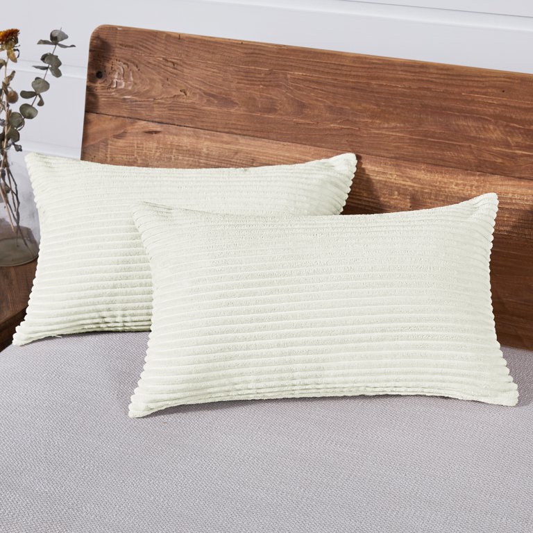 Rectangle Pillow Cover 12x20 For Couch Set Of 2 Solid Corduroy