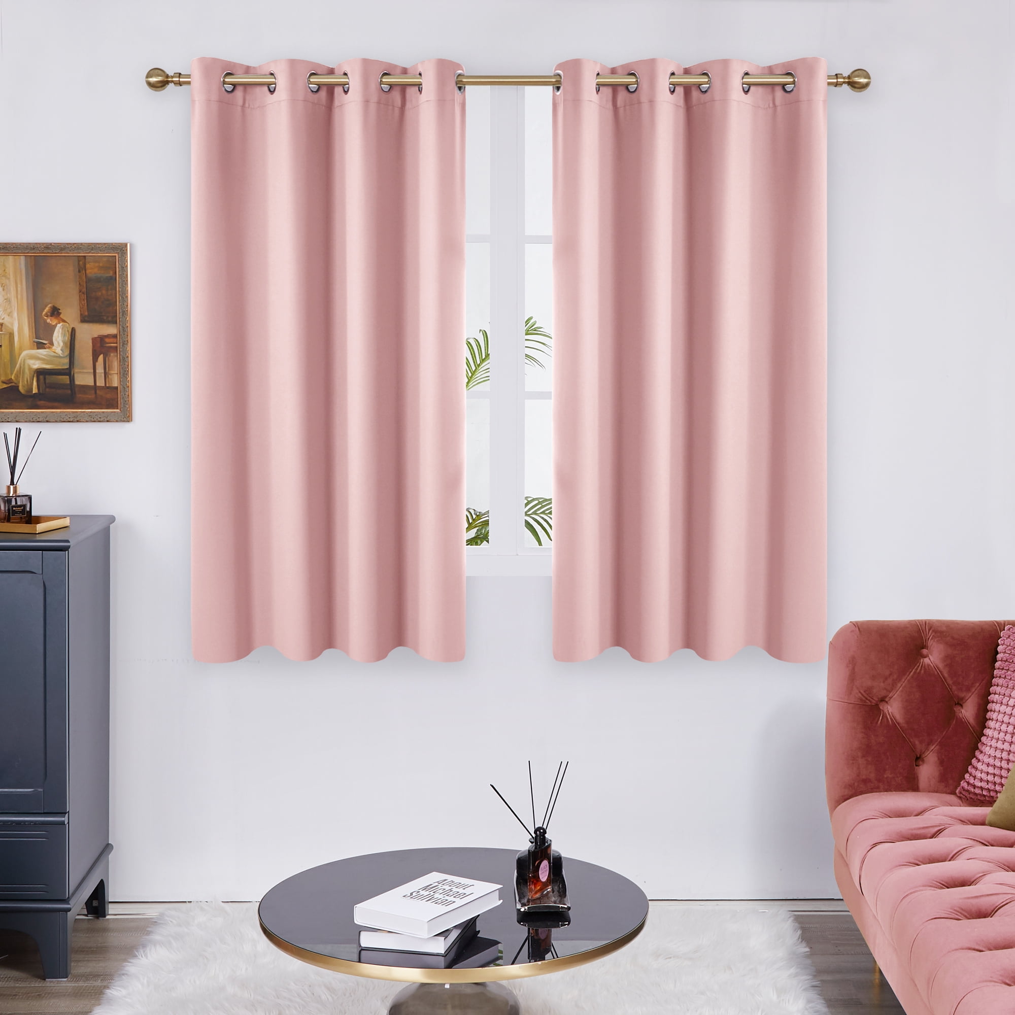 Deconovo Thermal Insulated Pink Blackout Curtains, 52x63 inch, Grommet ...