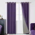 thumbnail image 1 of Deconovo 100% Blackout Curtains Thermal Insulated Drapes, Purple Grape, 52W x 108L Inch, Noise Reducing Faux Linen Grommet Panels for Bedroom, 1 of 8