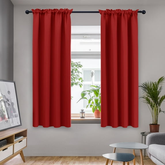Deconovo Red Blackout Curtains Rod Pocket Drapes Window Curtains for Bedroom True Red 42W x 54L inch 2 Panels