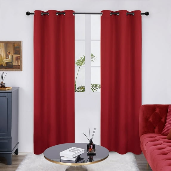 Deconovo New Year Red Blackout Curtains Set of 2 Holiday Curtains Decorations Grommet Room Darkening Thermal Insulated Window Panels for Bedroom Width 38 inch by Length 84 inch