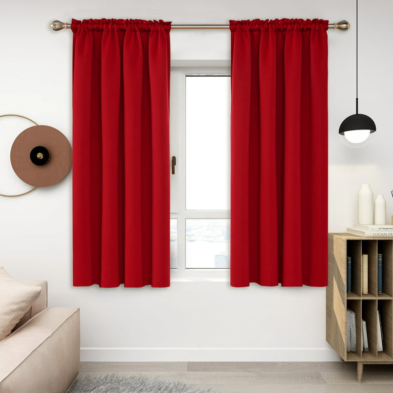 Deconovo Red Christmas Blackout Curtains Rod Pocket Curtain Panels Thermal Insulated For Winter Dining Room 52 W X 54 L Inch 2 Com