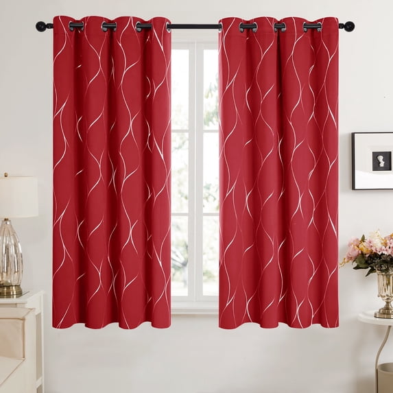 Deconovo Red Christmas Thermal Insulated Blackout Curtains for Living Room,Set of 2, 52x54 inch