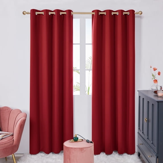 ZOPZO Red Grommet Blackout Curtains Room Darkening Thermal Insulated Curtains for Sliding Glass Door 52x96 inch Set of 2 Panels