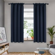 Deconovo Rod Pocket Blackout Curtains Set of 2, Navy Blue, 42" x 63"