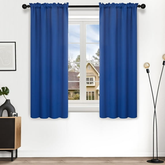 Deconovo Rod Pocket Blackout Curtains for Bedroom, 2 Panels, Thermal Insulated, 38"x54", Royal Blue