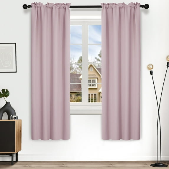 Deconovo Rod Pocket Blackout Curtains for Living Room, 2 Panels, Thermal Insulated, 38" x 63", Pink