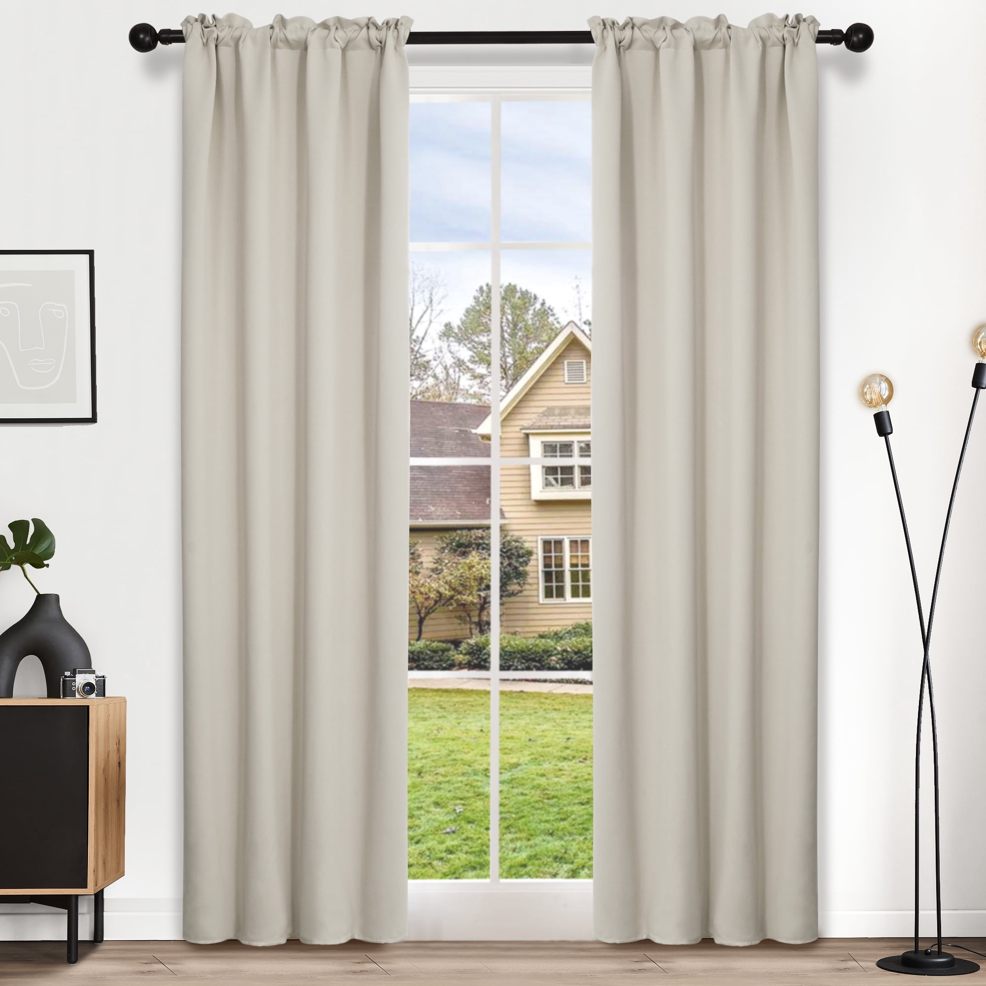 Deconovo Rod Pocket Room Darkening Curtains for Bedroom 38x84 inch 2 ...