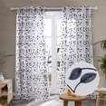 thumbnail image 1 of Deconovo Rod Pocket Short Sheer Curtains, Embroidered Leaf Pattern Voile for Living Room Bedroom - 2 Panels, Each 52x54 in, Navy Blue, 1 of 7